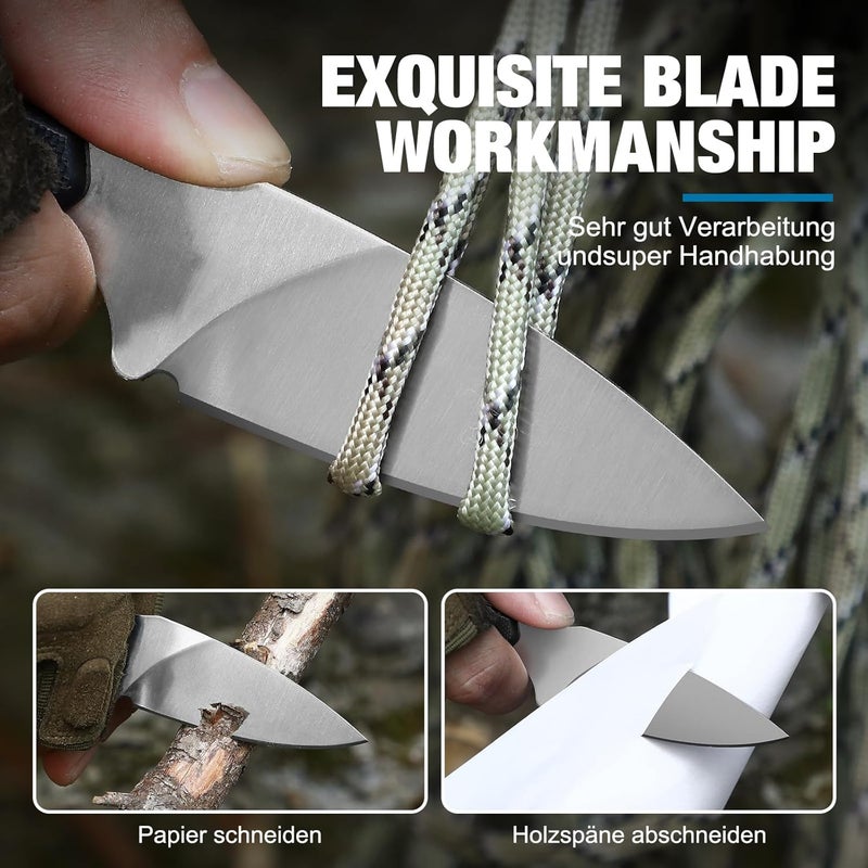 Omesio Compact Neck Knife With Clip, 5.82" With Sheath and Necklace, D2 Steel 2.99-Inch Blade, Full Tang G10 Handle, Fixed Blade for EDC, Hiking, Camping - Image 3